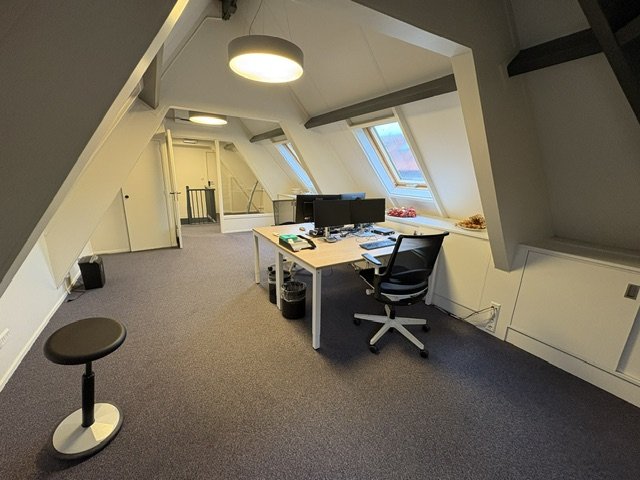 Zolderkamer met dakramen en werkplek